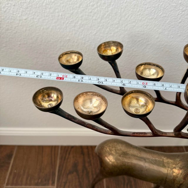 Williams-Sonoma Vintage Williams Sonoma Candelabra Brass Deer Votive Candle Holder Reindeer 20” For Sale - Image 4 of 7