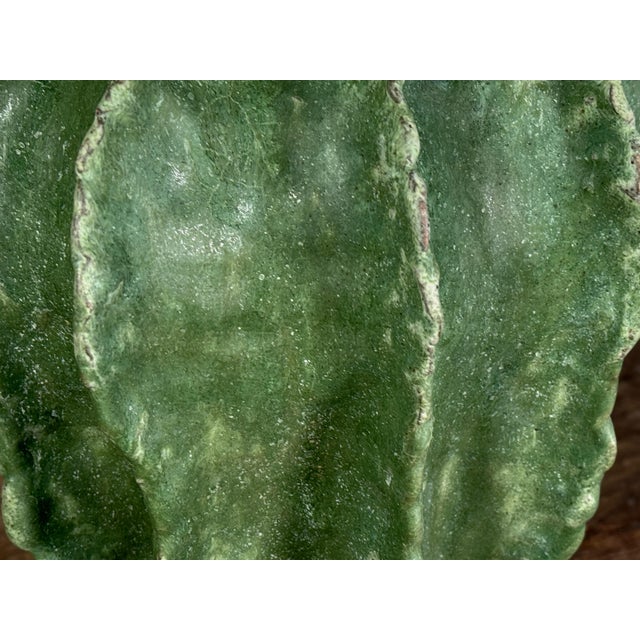 Mid 20th Century Large Italian Terracotta and Green Glazed Ceramic Cactus Sculpture For Sale - Image 5 of 12