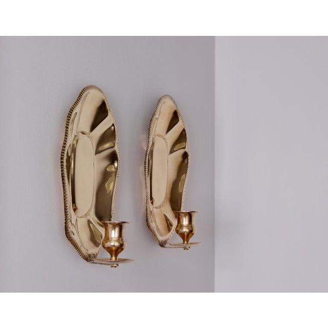 Metal Mid-Century Swedish Brass Sconces, Set of 2 For Sale - Image 7 of 16