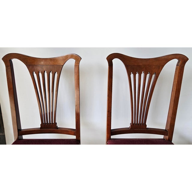 American Mid 20th Century Pair American Mahogany and Needlepoint Upholstered Chairs For Sale - Image 3 of 11