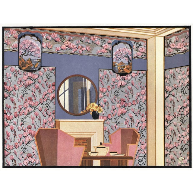 1931 French Art Deco Interior Room Design Print For Sale - Image 4 of 4