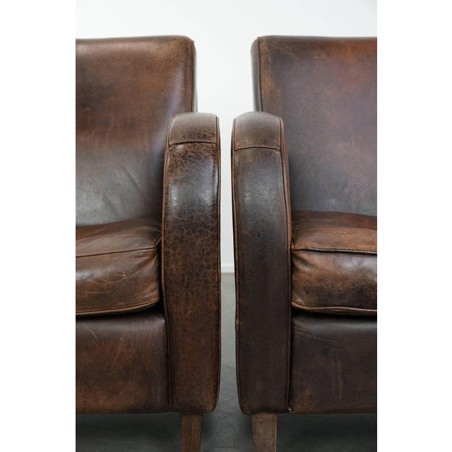 Vintage Sheepskin Armchairs in Dark Cognac, Set of 2 For Sale - Image 10 of 18