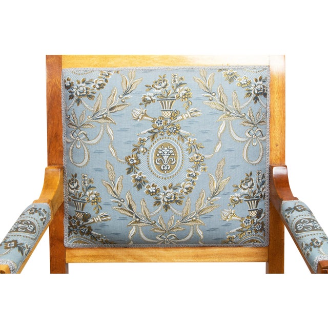 Blue Early 19th Century Empire Biedermeier Plumwood Swan Armchairs, Set of 2 For Sale - Image 8 of 11