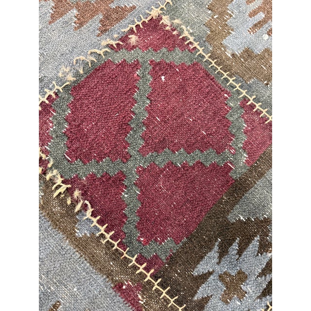 Textile 4ft × 5ft 11in Patchwork Stonewashed Kilim Rug For Sale - Image 7 of 12