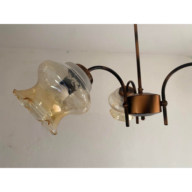 Brown Vintage Three-Light Chandelier by Kaj Dol Pri Hrastniku, Slovenia, 1990s For Sale - Image 8 of 13