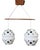 Vintage Czechoslovak Double Pendant Light in Spotted Opaline Glass and Wood, 1960s For Sale