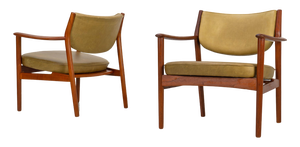 Set of Scandinavian Easy Chairs with Teak and Leather by Westnofa, 1960s