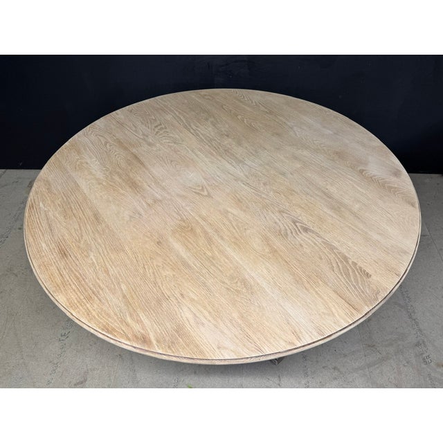 Large Farmhouse Round Dining Table in Oak, 1940 For Sale - Image 4 of 18