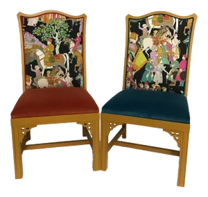 1950s Vintage Painted Wooden Chairs - a Pair
