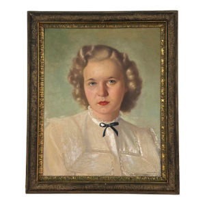 Paul Penczner (Hungarian-American 1916–2010) Oil Portrait of Young Woman 1948