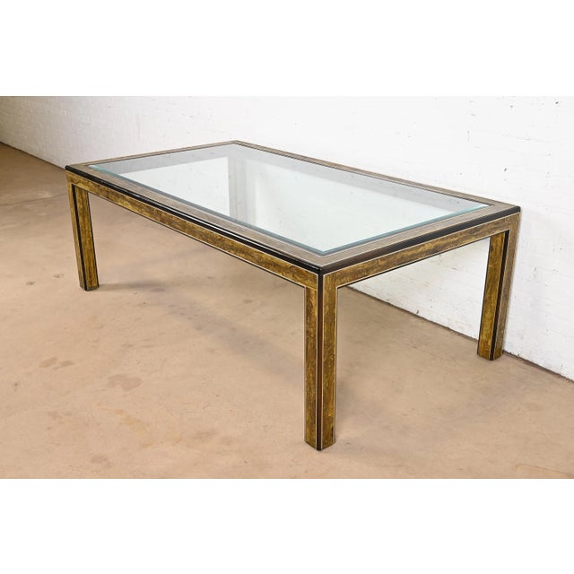 Bernhard Rohne for Mastercraft Hollywood Regency Acid Etched Brass Dining Table, 1970s For Sale - Image 12 of 12