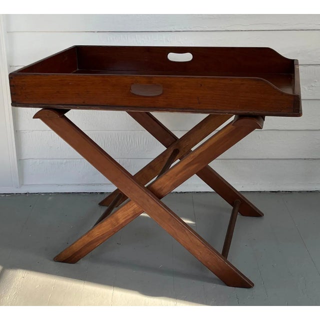 Antique 19th Century Georgian Mahogany Butler's Tray Table & Stand Coffee Table For Sale - Image 4 of 12