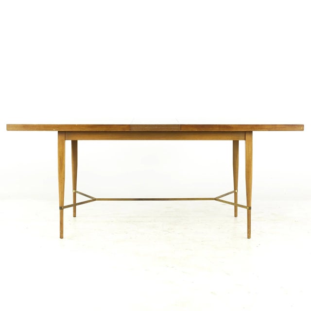 Brown Paul McCobb for Calvin Mid Century Brass and Mahogany Dining Table With Leaves For Sale - Image 8 of 13