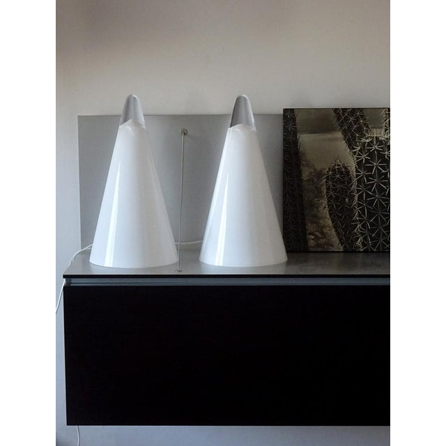 Mid-Century Modern Iceberg Opaline Glass Table Lamps from SCE, 1970s, Set of 2 For Sale - Image 3 of 10
