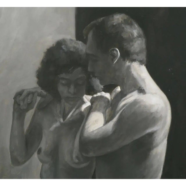 Portraiture Robert Kinsell Charcoal and Gouache of Nude Couple For Sale - Image 3 of 6
