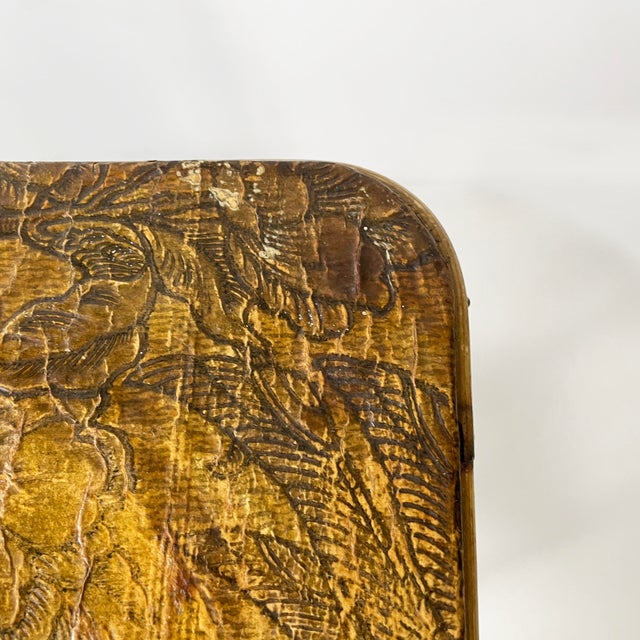 1930s Italian Art Nouveau Style Pedestal in Brown Leather and Bamboo, 1930s For Sale - Image 5 of 18