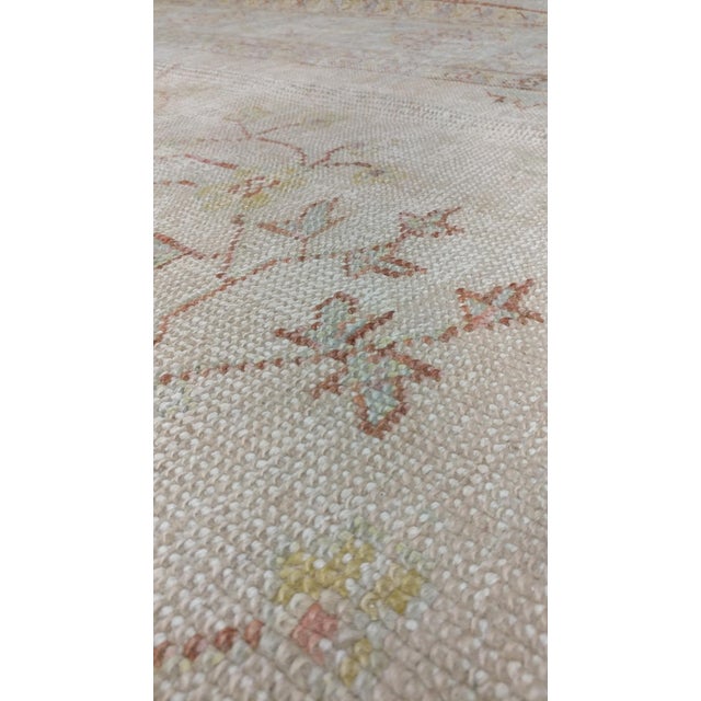Antique Oushak Carpet, Handmade Oriental Rug, Shrimp Pink, Taupe, Cream Fine Rug For Sale - Image 11 of 18