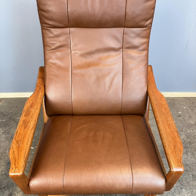 Brown Lounge Chair in Teak and Leather by Grete Jalk for Glostrup, 1960s For Sale - Image 8 of 14