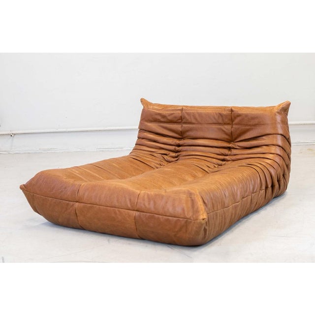 Ligne Roset Togo Chaise Lounge in Pine Leather by Michel Ducaroy for Ligne Roset, 1974 For Sale - Image 4 of 18
