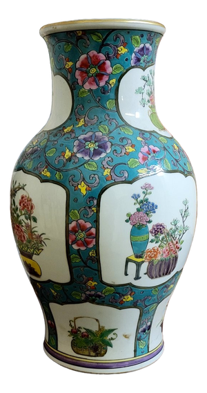 Porcelain Vase with Floral Decoration, 1890s
