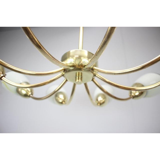 Mid-Century Modern Czechoslovak Brass and Glass 10-Arm Chandelier, 1960s For Sale - Image 6 of 15