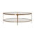 Matthew Izzo Home Brando Antique Brass Two Tier Oval Coffee Table With Glass Tops For Sale - Image 9 of 9