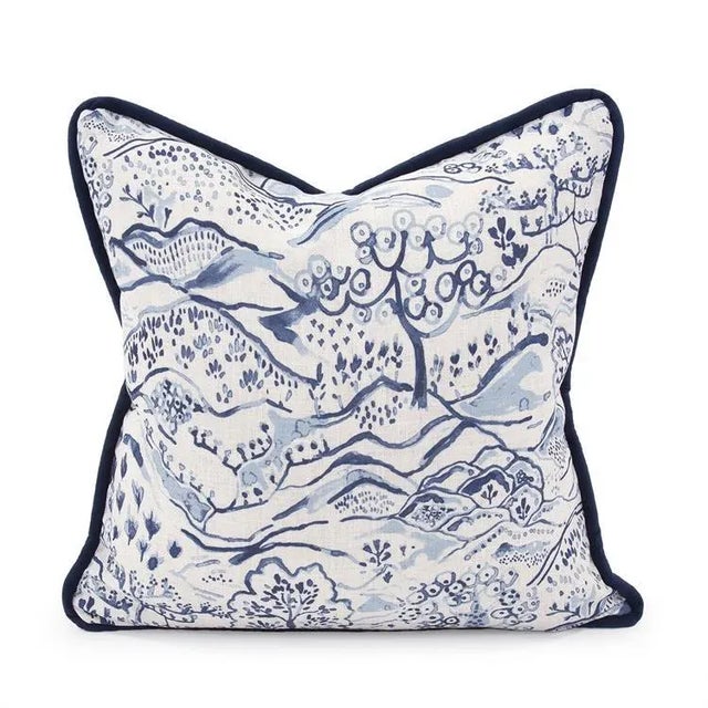 Blue Kenneth Ludwig Chicago Fable Royal 20" Sq. Down Pillow For Sale - Image 8 of 8