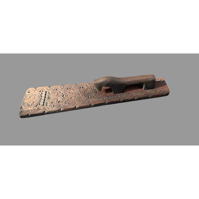 Antique Scandinavian Mangle Board Carved Oak Horse Handle Folk Art 24” Mangletre For Sale - Image 6 of 10