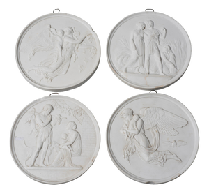 19th Century Neoclassical Medals in Biscuit Porcelain, Italy, Set of 4
