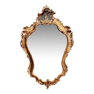 Antique Italian Rococo Style Silver Gilt Wall Mirror For Sale