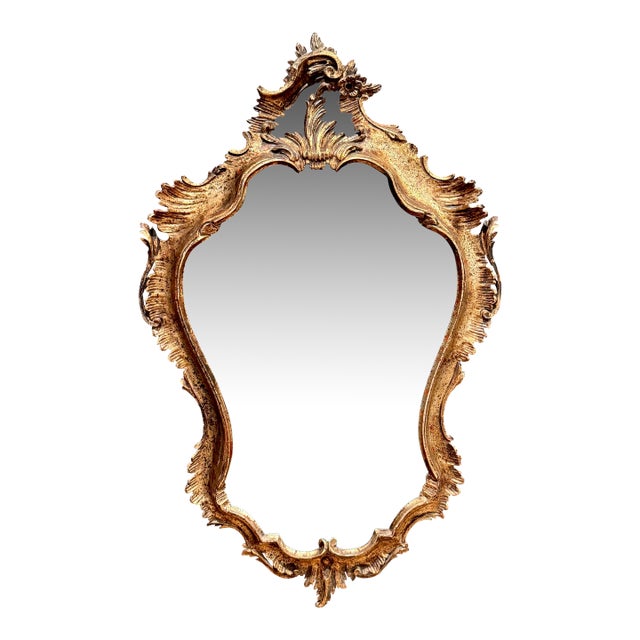 Antique Italian Rococo Style Silver Gilt Wall Mirror For Sale