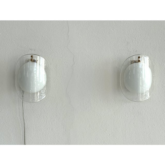 Gold Mid-Century Modern Italian Murano Glass Wall Sconces, 1970s, Set of 2 For Sale - Image 8 of 16