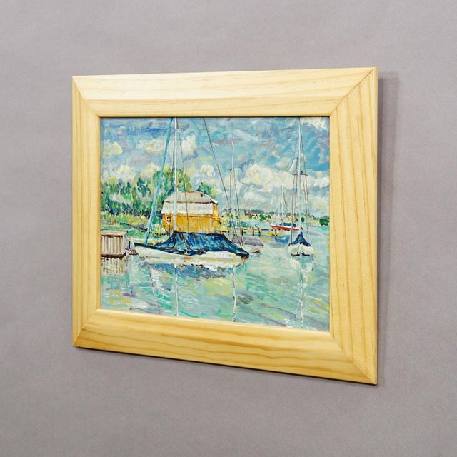 Impressionist Oil Painting by Alexander Michael - Boathouse, Lake Chiemsee, 1994 For Sale - Image 3 of 7