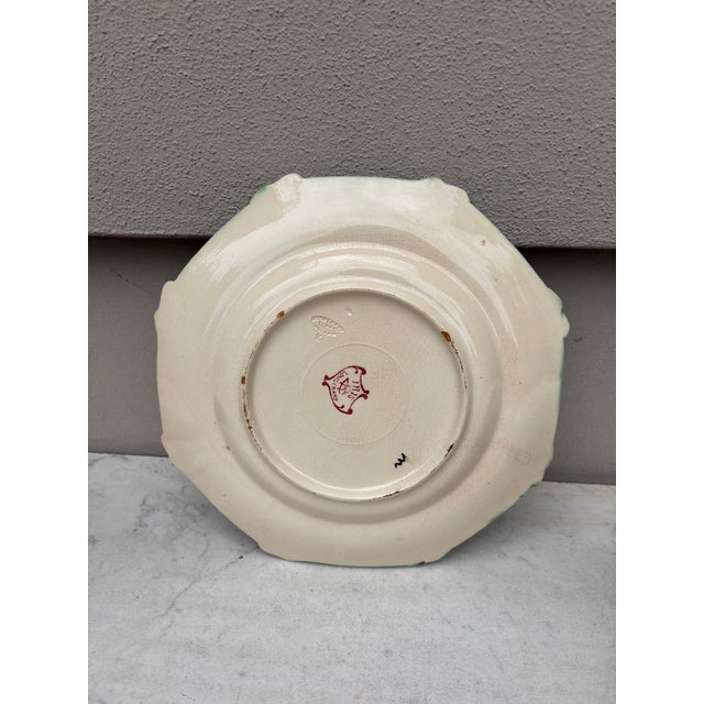 19th Century French Majolica Asparagus Plate Iris Longchamp For Sale In Austin - Image 6 of 6