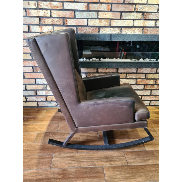 Handcrafted Leather Rocking Chair from BW Bielefelder Werkstätten, Germany, 2010s For Sale - Image 10 of 12