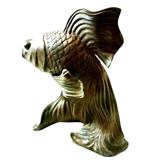 Vintage Bronze Fantail Goldfish Sculpture For Sale - Image 4 of 7