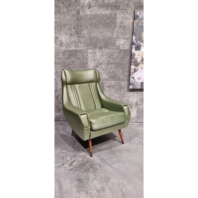 Mid-Century Lounge Chair in Sky and Wood, 1960s For Sale - Image 13 of 13