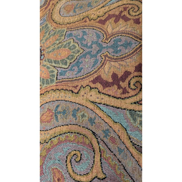 Gold Guy Chaddock & Co. Westbourne Collection Carved Armchair and Ottoman in Paisley Tapestry With Nailhead Trim For Sale - Image 8 of 12