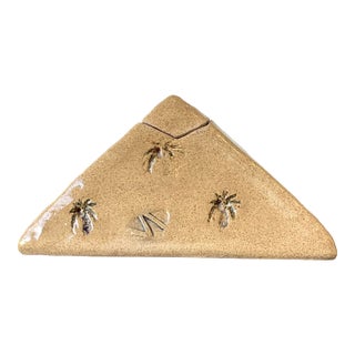 Vintage Original Studio Pottery Palm Triangle Box For Sale
