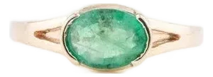 14k Yellow Gold 1.16 Carat Oval Emerald Single Stone East to West Ring Size 8