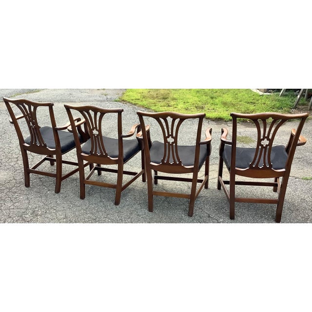1940s Vintage Mahogany Chippendale Style Armchairs by Marlboro Manor