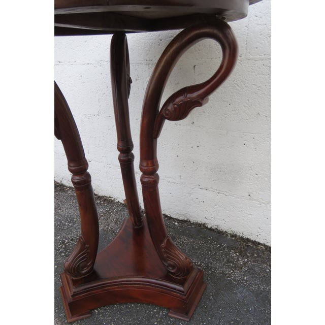 Late 20th Century Carved Swan Round Solid Mahogany Side End Table 6173 For Sale - Image 5 of 12