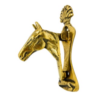 Vintage Brass Horse Head Door Knocker – Equestrian / English Country Style For Sale