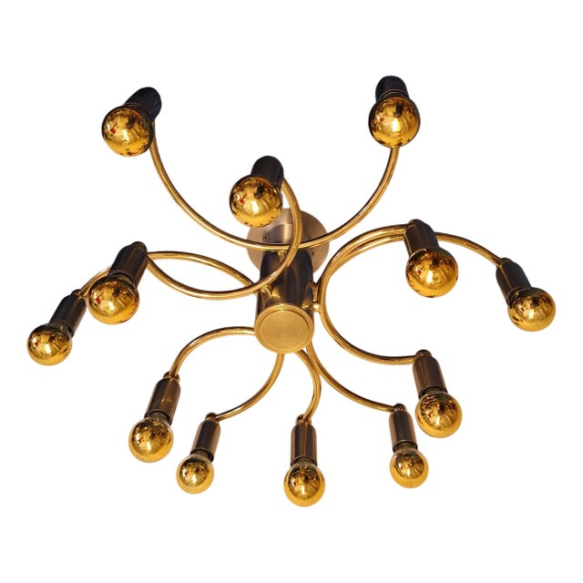 Flat Vintage Ceiling Chandelier with Bicolor Metal Frame from Tz-Leuchten, 1980s For Sale