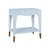 Worlds Away Matthew Izzo Home Ronny Glossy Light Blue Lacquer One Drawer Side Table With Antique Brass Foot Caps For Sale - Image 4 of 7