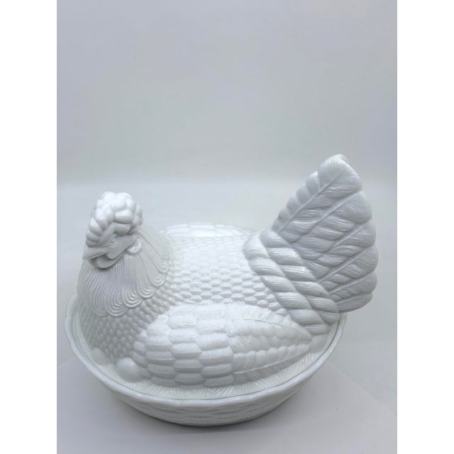 Vintage Milk Glass Hen on Nest Decorative Bowl For Sale - Image 4 of 10