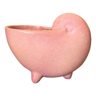 Mid Century Pink Nautical Sea Shell Planter Coastal Barbiecore Pottery For Sale