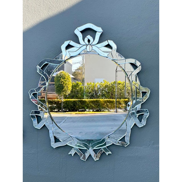Silver Vintage Patinated Venetian Ribbon Mirror For Sale - Image 8 of 12