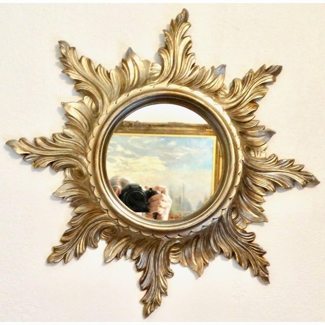 Mid-Century Modern Vintage Italian Gilt Sunburst Mirror For Sale - Image 3 of 11