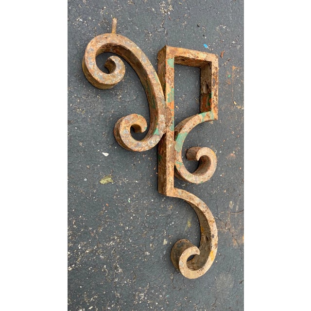 Gothic Share Large Antique 1800s Cast Iron Architectural Salvage Corbel Bracket Church Sconce For Sale - Image 3 of 7